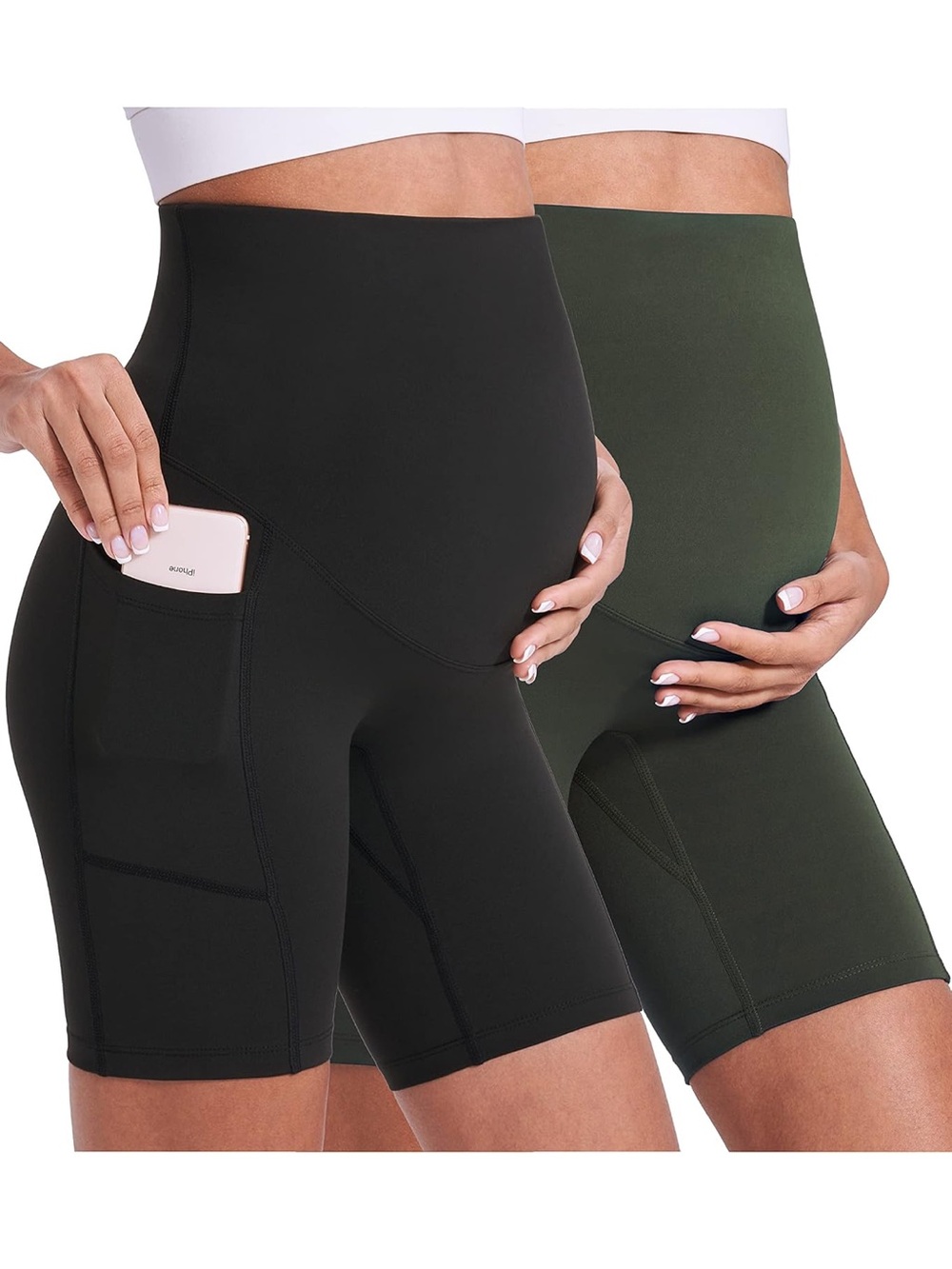 Maternity Biker Shorts Duo - Black & Olive